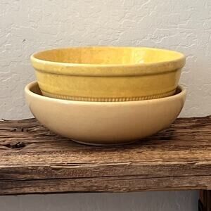 Antique Primitive Yellow Ware and Shenango China Mixing Bowl Set Farmhouse